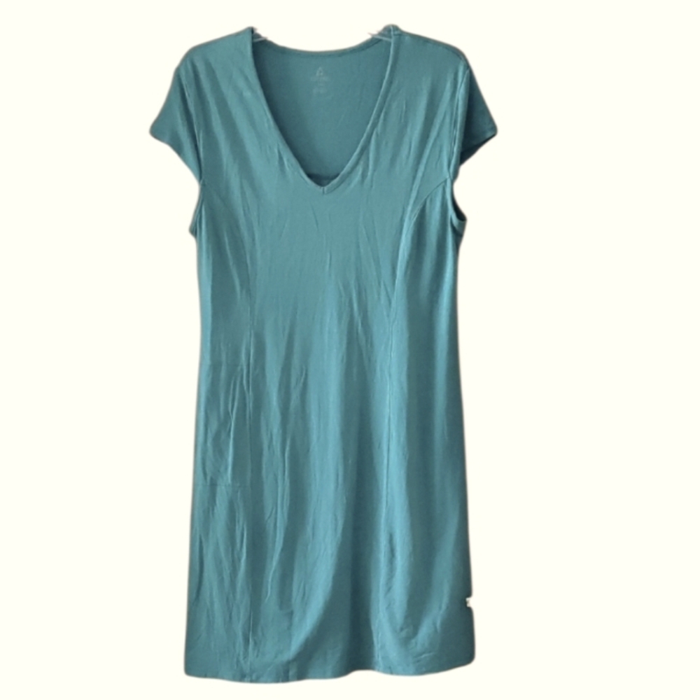Ascend Turquoise Active Knit Short Sleeve Knee Length Dress Size Large